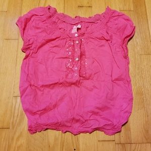 Only Pink Sequined Peasant Top